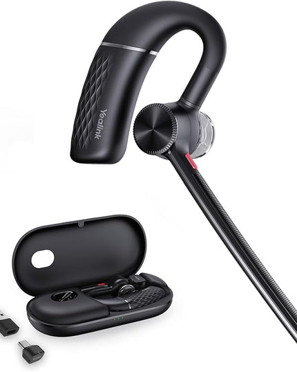 Yealink Bluetooth Headset BH71 Pro,Teams Zoom Certified,Single Ear Wireless Headset with Charging Case,Bluetooth Earpiece with Noise Canceling Mic,Type-C/A USB Dongle,Connect Mobile/Mac/PC,