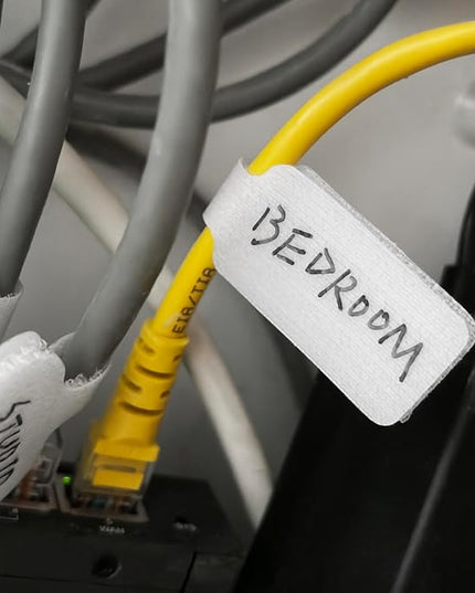 32 Pcs Cable Labels, Write On Cord Labels, Wire Cable Tags, Wire Tags for Electronics, Computers Cable Management and Identification, White, 1.77" x 0.78"