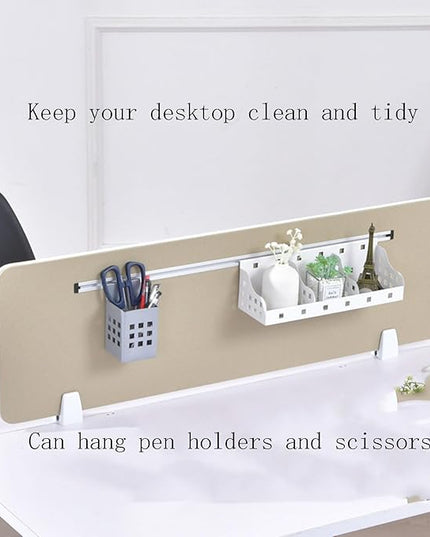 Table Mounted Modesty Panel ，Sneeze Guard Desk Divider， with Slot Sound Proof Mounted Privacy Panel，for Office Cubicle(Silver,100cmX30cm)