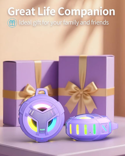 EBODA Bluetooth Shower Speaker, IP67 Waterproof Portable Wireless Small Speakers, Floating, 24H Playtime for Home, Beach, Pool, Kayak, Hiking, Boat Accessories, Gifts for Women, Girls - Purple