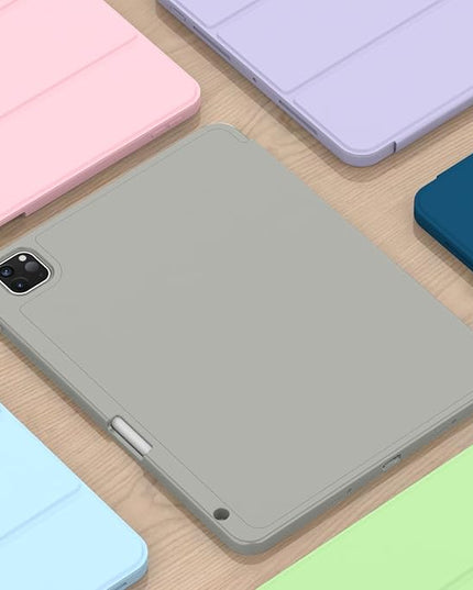 ZryXal iPad Pro 11 Inch Case (M5) 2025/ (M4) 2024 (Model: A2836/A2837/A3006), Trifold Stand Smart Cover with Pencil Holder and Soft TPU Back, Auto Wake/Sleep (Smoky Gray)