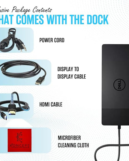 WD22TB4 Dell Thunderbolt 4 Dock 40Gbps USB-C/USB A - Dell Docking Station Dual Monitor with 180W, HDMI & DisplayPort Cable - Supports 4K Displays & Upto 3 Monitors (Renewed)