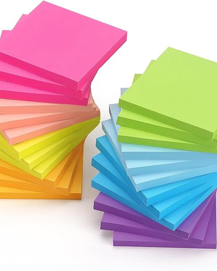Early Buy 24 Pads Sticky Notes, 8 Bright Color Self-Stick Notes 3 in x 3 in, Total 1440 Sheets