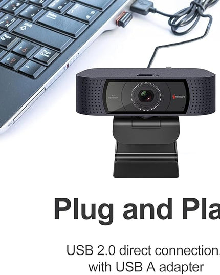 Angetube 1080P HD Webcam with Microphone, Computer Camera, 2 Mics, USB Type-A & A-to-C Adapter, Plug & Play USB PC Camera for Laptop, Web Cam for Online Calling, Zoom/Teams/Facetime, 2025 Version