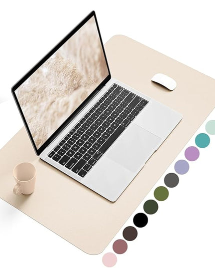 YSAGi Non-Slip Leather Desk Pad, Desk Matt for Desktop, Waterproof Laptop Computer Keyboard Mat, Table Protector Blotter Mat, Large Mouse Pad for Office/Work/Home/Decor(Beige, 23.6" x 13.7")
