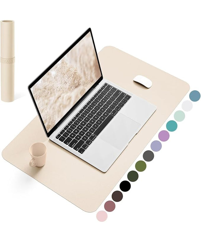 YSAGi Non-Slip Leather Desk Pad, Desk Matt for Desktop, Waterproof Laptop Computer Keyboard Mat, Table Protector Blotter Mat, Large Mouse Pad for Office/Work/Home/Decor(Beige, 23.6" x 13.7")