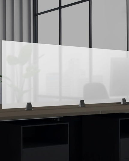 Desk Divider for Students and Desk Privacy Panel, Frosted Acrylic Plexiglass Shield with Clamps for Offices Schools Call Centers, Ideal Cubicle Light Shield - 60”L X22”W
