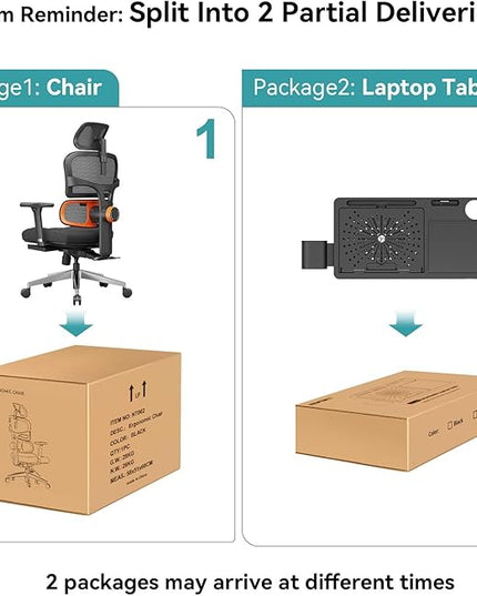 Newtral Ergonomic Office Chair with Fully Adaptive Lumbar Support, 136°Tilt Function, Computer Desk Chair with Soft 4D Armrest, Adjustable Headrest (Supreme with Laptop Tray, Black)