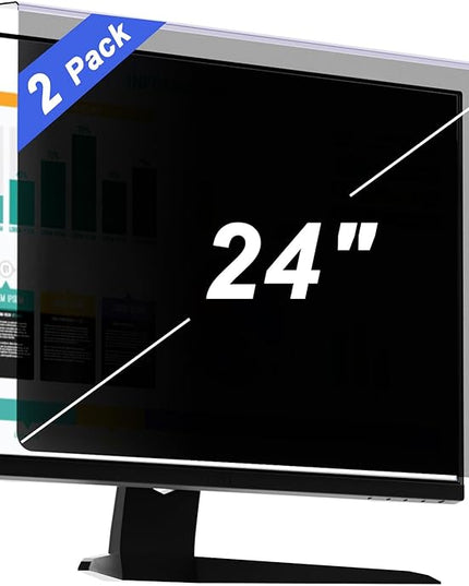 【2 Pack】 Computer Privacy Screen Protector for 23, 23.6, 23.8 and 24 Inches Monitor Anti Blue Light Filter Hanging Type Anti Scratch Easy Installation Shield for Desktop Computer (24 Inches)
