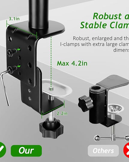 Mic Boom Arm, Adjustable Height Overhead Microphone Stand with Heightened Extension Riser for Shure SM7B Blue Yeti HyperX QuadCast S and other Mic