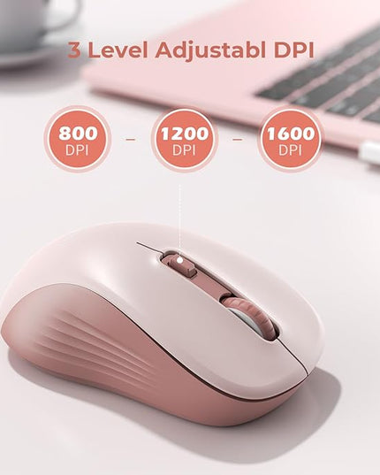 seenda Wireless Mouse, Bluetooth & 2.4G USB Dual Mode for Laptops & Computers - Mac & Windows Compatible - Pink