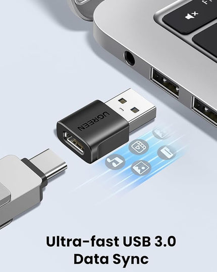 UGREEN USB to USB C Adapter 3Pack, USB C Female to USB Male Adapter 10Gbps Type C Converter for iPhone 17 16 15 14 13 Plus Pro Max,iPad Air Mini 6 7,Samsung Galaxy S23 S24,iPad Air,Black