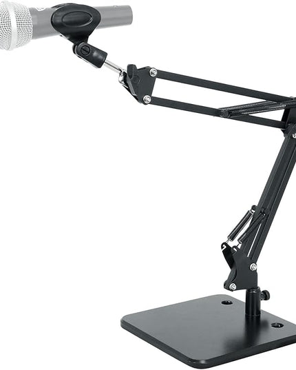 Rockville iSTAND 75 Desktop Boom Arm Stand, Mic/Phone/Tablet/Webcam Holder, Weighted Steel Base, 360-Degree Swivel, Anti-Scratch Grip, for Podcasting and Streaming