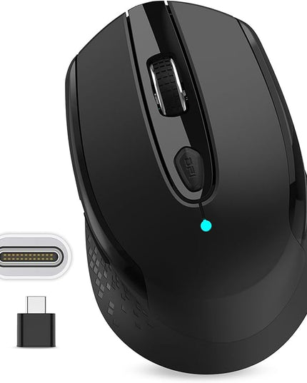 RaceGT USB C Wireless Mouse, Type C Silent Mouse for MacBook Air/Pro, 2.4G Cordless Computer Mice with 6 Buttons and 3 Adjustable DPI for Mac, Laptop, Desktop, PC