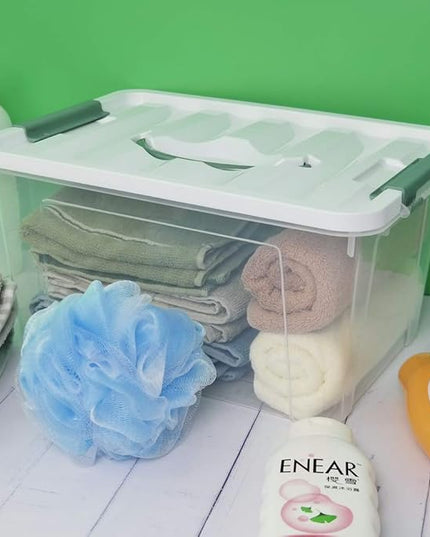 Gloreen 14 Quart Clear Storage Bins with Lid, Multipurpose Plastic Latch Box, 6 Packs