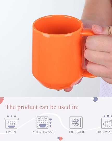 Miicol Ceramic Coffee Mug, 16 oz Large Coffee Cup, Tea Mug with Handle, Flat Bottom Mug for Men, Women, Office, Microwave and Dishwasher Safe, Multi-Color, Sun Orange
