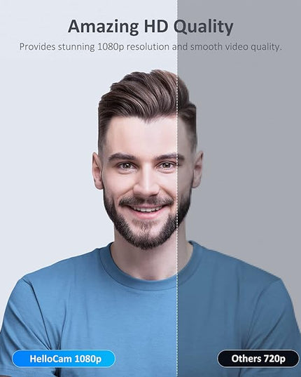 NexiGo HelloCam, 1080P Webcam with Windows Hello, True Privacy, Automatic Electronic Shutter, Computer Camera, Microphone, Facial Enhancement, HD USB Web Cam
