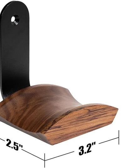 Walnut Wood Headphone Wall Mount Holder, with VHB Adhesive Tape and Screw, Holds 10 lbs (Black & Walnut Wood)