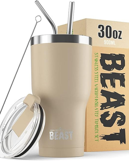 Beast 30 oz Tumbler Stainless Steel Vacuum Insulated Coffee Ice Cup Double Wall Travel Flask (Sand)