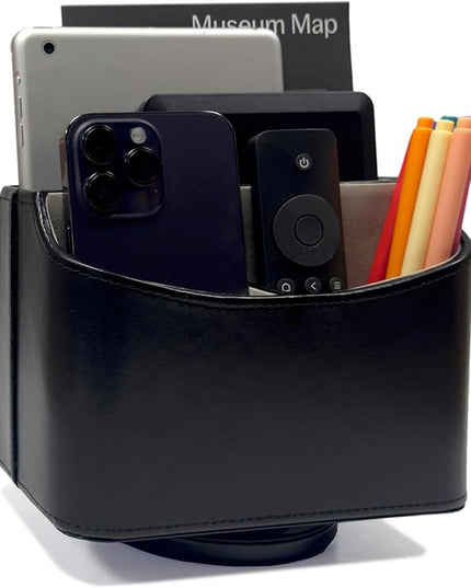 UnionBasic Rotating Desk Organizer, 360 Degree Desk Spinning Caddy, Desktop TV Guide/Mail/Media/Remote Controller Holder Organizer, Black
