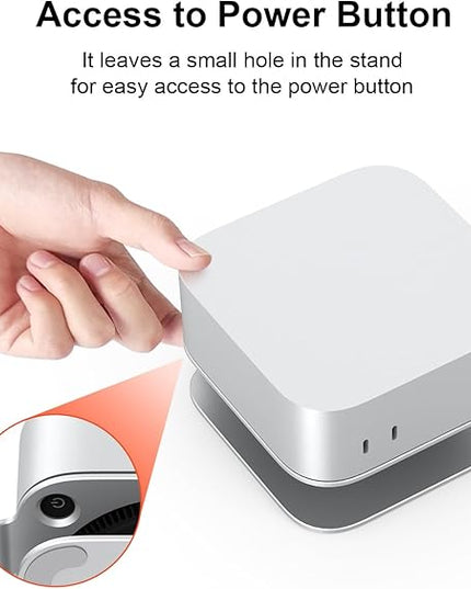 Qwiizlab Aluminum Stand for 2024 Mac mini M4/M4 Pro, Convenient Acess to Power Button, Anti-Scratch, Anti-Slip, Avoid Overheating, Durable and Sturdy Design (Silver)