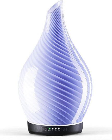 Porseme 280ml Essential Oil Diffuser Glass Color Changing Aroma Air Diffusers Aromatherapy Ultrasonic Cool Mist Humidifier 7 Running Hours Waterless Auto-Off for Sleeping, Yoga, Spa (Pure Purple)