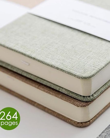 Linen Notebook, College Ruled, Hardcover, Lay Flat, B6, Small, 5x7, Thick, 100gsm, Pink, Journal for Writing