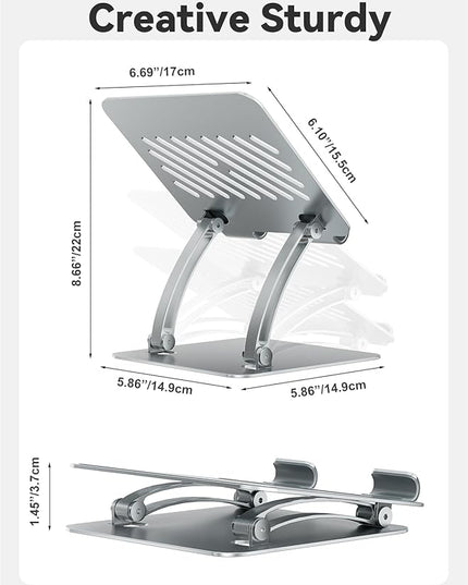 tounee Tablet Holder Stand, Dual Rod Adjustable Aluminum Desktop Stand, Compatible with 4.7-16.9" iPads, Surface Tablets, Portable Monitors, Kindle & More (Silver)