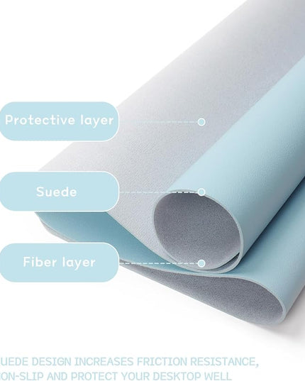 YSAGi Non-Slip Leather Desk Pad, Waterproof Laptop Computer Desk Keyboard Mat, Table Protector Blotter Mat, Large Mouse Pad for Office/Work/Home/Decor(Sky Blue, 23.6" x 13.7")