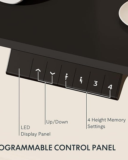 FLEXISPOT EN1 One-Piece Standing Desk 48 x 24 Inches Electric Stand Up Desk for Home Office (Black Frame + 48" Black Top)