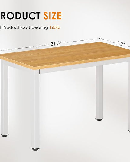 DlandHome 31.5 inches Small Computer Desk for Home Office Activity Table Writing Table for Small Spaces Study Table Student Laptop Desk Teak and White DND-AC3TW-8040,Teak + White