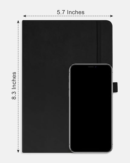 RETTACY Blank Journal Notebook, 192 Pages, A5 Medium Size (5.7'' x 8.3''), Leather Hardcover, 100 GSM Thick Paper, for Sketching, Drawing, Painting (Black)