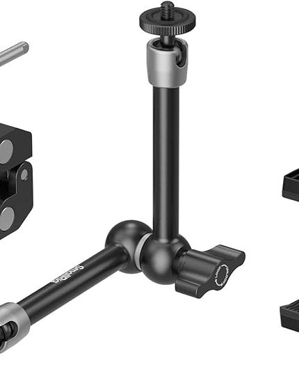 SmallRig Clamp w/ 1/4" and 3/8" Thread Holes, 9.8 Inches Adjustable Friction Power Articulating Magic Arm with Phone Holder for Action Cameras, Smartphones, LCD Monitor/LED Lights - 5326