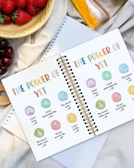 dvhdajed Mental Health Inspirational Spiral Notebook, the Power of Yet Growth Mindset Journaling Notebooks, Therapy Spiral Journal for Girls Women, Psychology Office School Supplies Gifts, 5.5x8.3 In