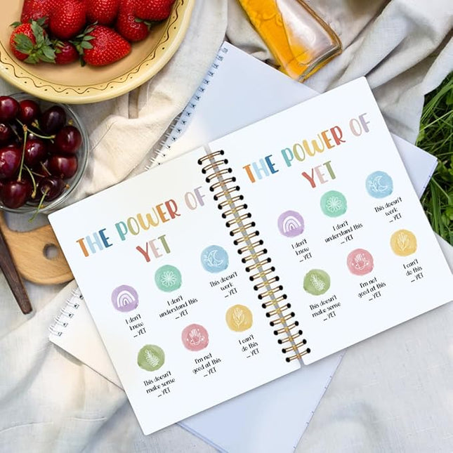 dvhdajed Mental Health Inspirational Spiral Notebook, the Power of Yet Growth Mindset Journaling Notebooks, Therapy Spiral Journal for Girls Women, Psychology Office School Supplies Gifts, 5.5x8.3 In