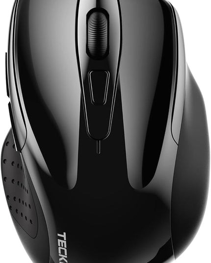 TECKNET Wireless Mouse (2.4G & BT5.0/3.0) Silent 4800 DPI Computer USB A & Bluetooth Mouse 6 Buttons, Wide Compatibility - Black