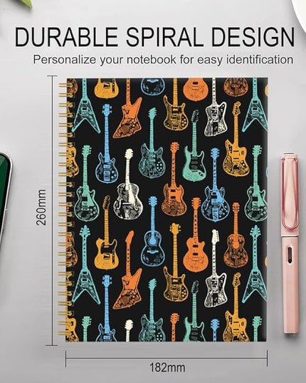 Spiral Journal Notebook for Women,A5 College Ruled Notebooks 6"x 8.4", 120 Pages (60 Sheets) Lined Journal with Premium Thick Paper,Perfect for School Office Home(Colorful Guitar)