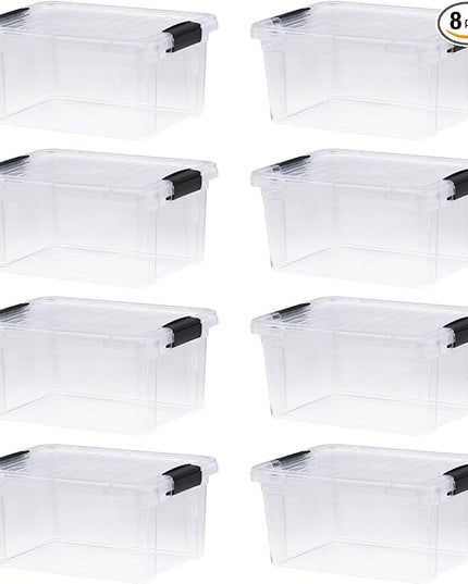 Superio Storage Bins with Lids- 8 Pack, 6.6 Qt Clear Boxes for Organizing, Stackable Plastic Containers- BPA Free, Non-Toxic, Odor Free, Organizer for Home, Office, Dorm