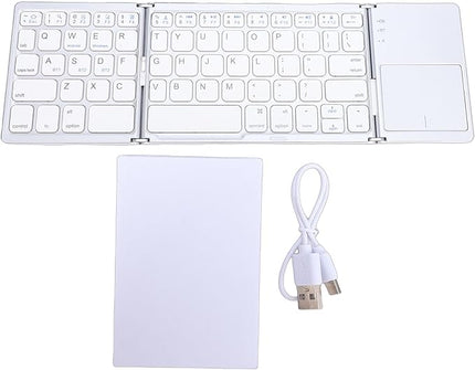 Tangxi Foldable Wireless Keyboard, Rechargeable Keyboard with Touchpad, Auto Sleep & Wake, Slim Pocket Folding Key Board for Android Wins iOS Tablet & Laptop (Silver)