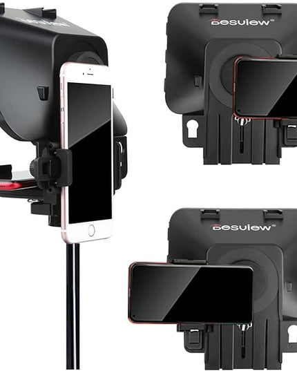 Desview T3 Teleprompter Teleprompter with Remote Control Work with iPad/Tablet/Smartphone up to 10 inch High Display Mirror Support Wide Angle Lens Great Partner for Live Streaming