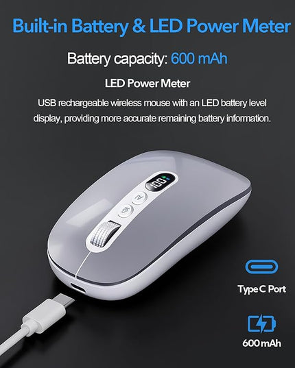 AI Wireless Mouse for Laptop PC- Enabled Bluetooth Mouse with Voice Recording & AI Summarize,Ergonomic Presenter Laser Pointer Remote,USB Rechargeable High-Performance Office Device