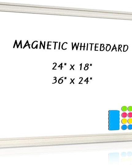 Large White Board for Wall, 36'' x 24'' Magnetic Dry Erase Board, Decorative Whiteboard, White Vintage Wooden Frame