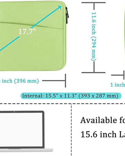 Laptop Sleeve 15.6 inch, Shockproof Protective Computer Carrying Cover with Front Pocket, Briefcase Handbags Laptop Case for 15.6 inch HP, Dell, Acer, Asus, Notebook, Light Green