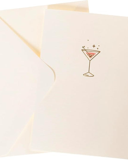 Graphique Pink Martini Cards, Pack of 10 Cards with Envelopes, All Occasion Greetings, Blank Inside, Gold Foil Embossing, La Petite Press Collection Boxed Set, 3.25" x 4.75"