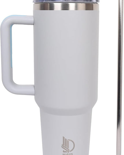 40oz Insulated Tumbler with Handle, Leakproof Straw Lid & Carry Handle - Double Wall Vacuum Insulation Keeps Ice 24 Hours, BPA Free Stainless Steel Water Bottle (Lavender Gray)