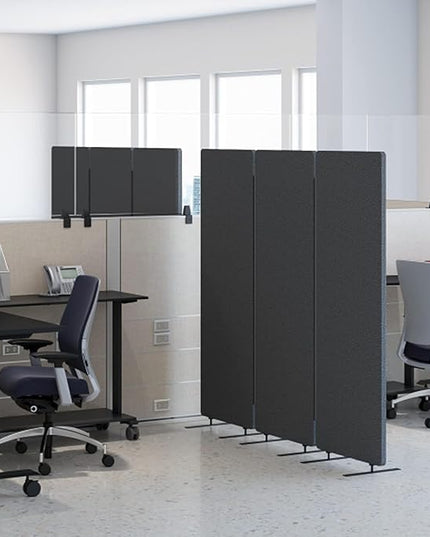 Stand Up Desk Store ReFocus Freestanding Noise Reducing Acoustic Room Wall Divider Office Partition (Ash Grey, 23.6" x 66", Zippered Extension Panel)