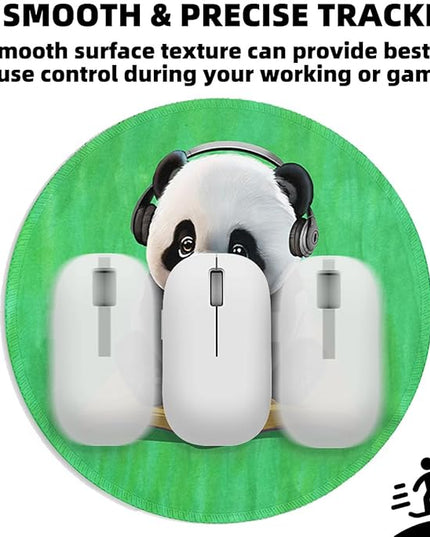 Cute Green Panda Small Mouse Pad, Funny Reading Panda Anime Mousepad with Non-Slip Rubber Base, Round Mouse Pads for Desk Accessories Laptop Gaming Office Supplies Decor(8.6 x 8.6 Inch)