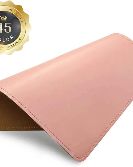 PU Leather Mouse Pad with Stitched Edge Micro-Fiber Base - Non-Slip Waterproof, 8x11Inch (Light Pink)