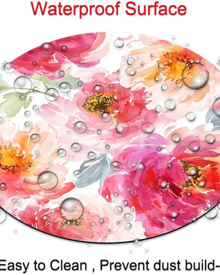 Pink Peony Flower Round Mousepad, Personalized Custom Design Mouse Pads，Cute Waterproof Circular Non-Slip Rubber Base Small Mouse Pad， Mousepad for Laptop Computers