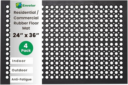 Envelor 4-Pack Anti Fatigue Rubber Mat Non-Slip Restaurant for Floors Bar Drainage Mat Doormat Door Mat Utility Garage Home Anti Slip Entry Mat 24 x 36 Inches